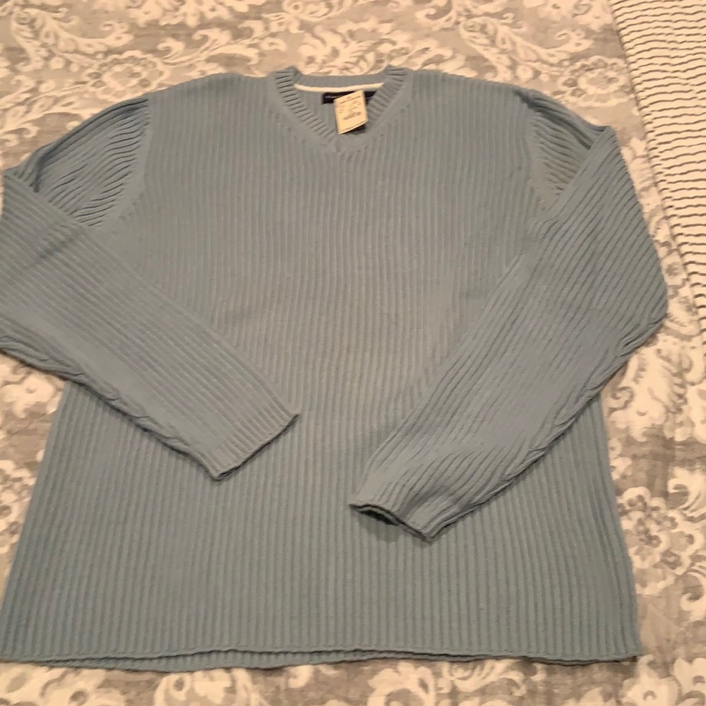 Men’s structure heavy light blue rubbed sweater XL NWT